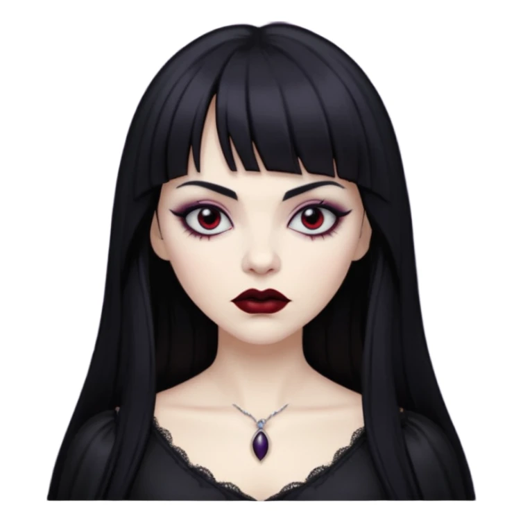 vampira gótica branca de cabelo preto e franja sticker