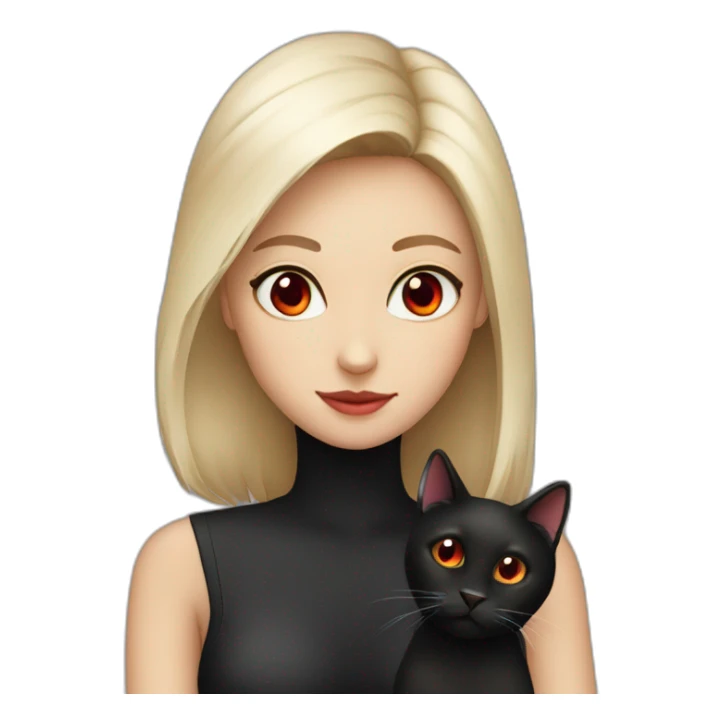 Create a black cat she has red eyes that are in a shape of an Heart  sticker