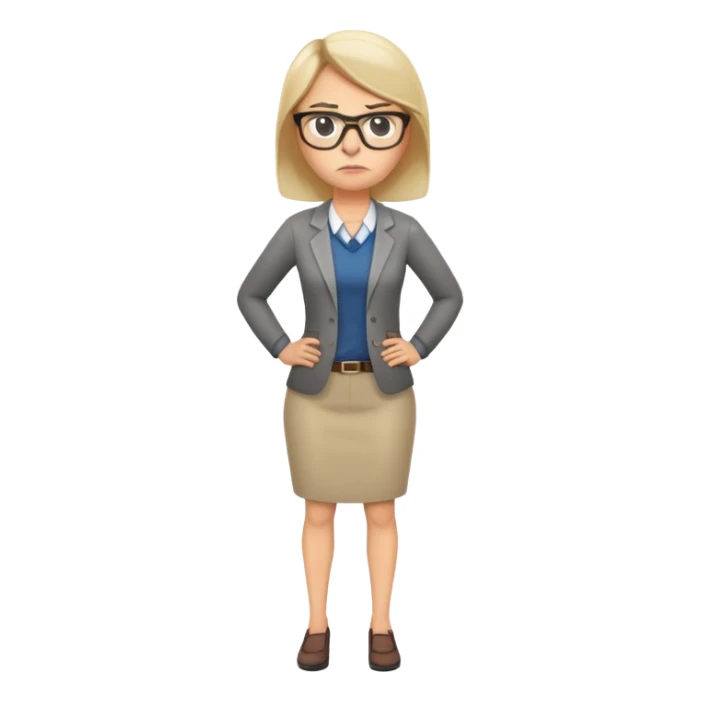 full body angry female teacher with hands on hips sticker