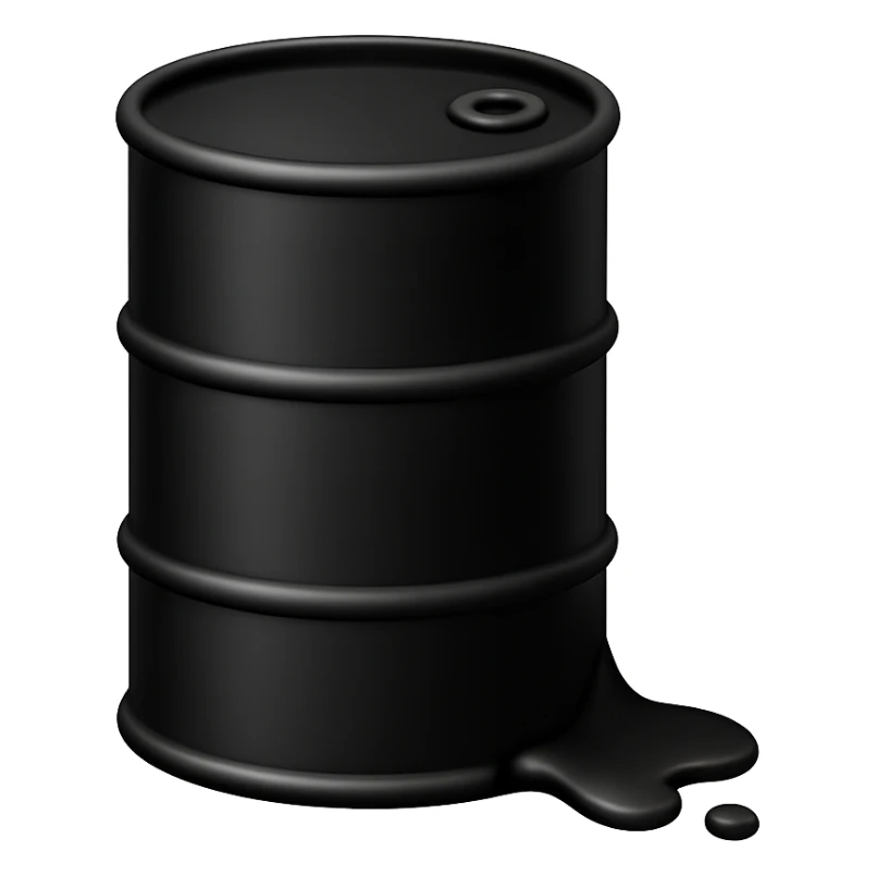 Сгенерируй мне в стиле эмоджи эпл черную бочку из которой немного вытекает нефть. На пнг фоне, без надписей sticker