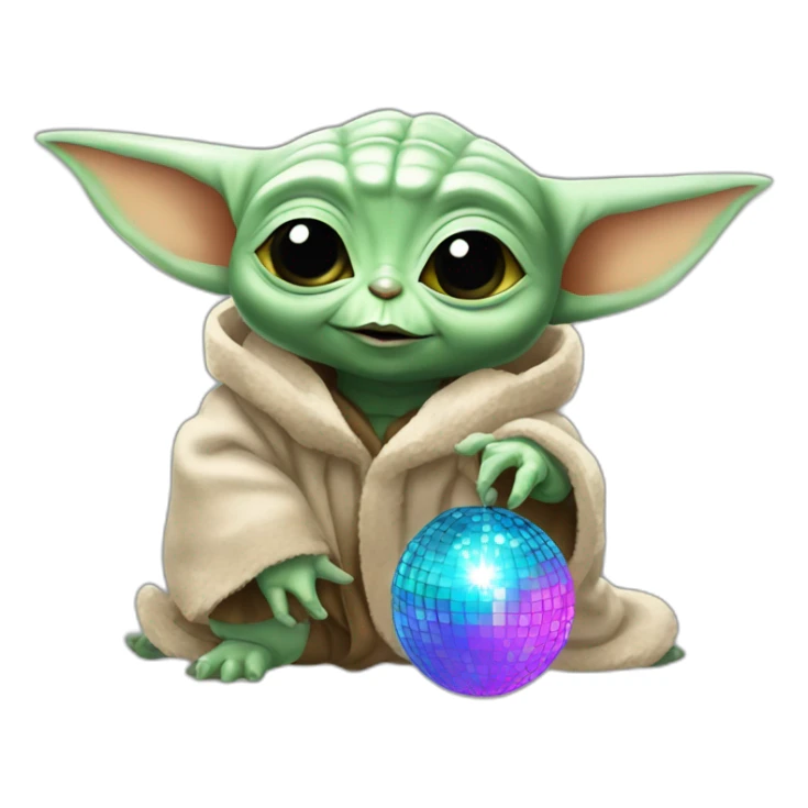 baby yoda party animal with disco ball sticker