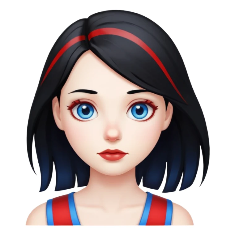 Girl-pale-black hair-red stripe hair-blue eyes sticker