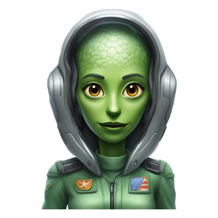 green alien reptilian woman pilot sticker