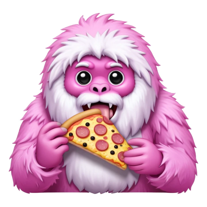 pink yeti eating a spam pizza sticker