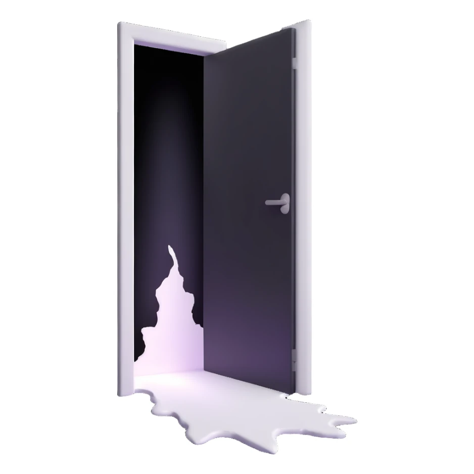 door ajar with intense white light pouring through the crack sticker