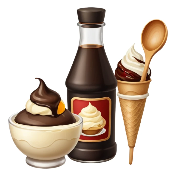 Soy sauce bottle next to ice cream. sticker