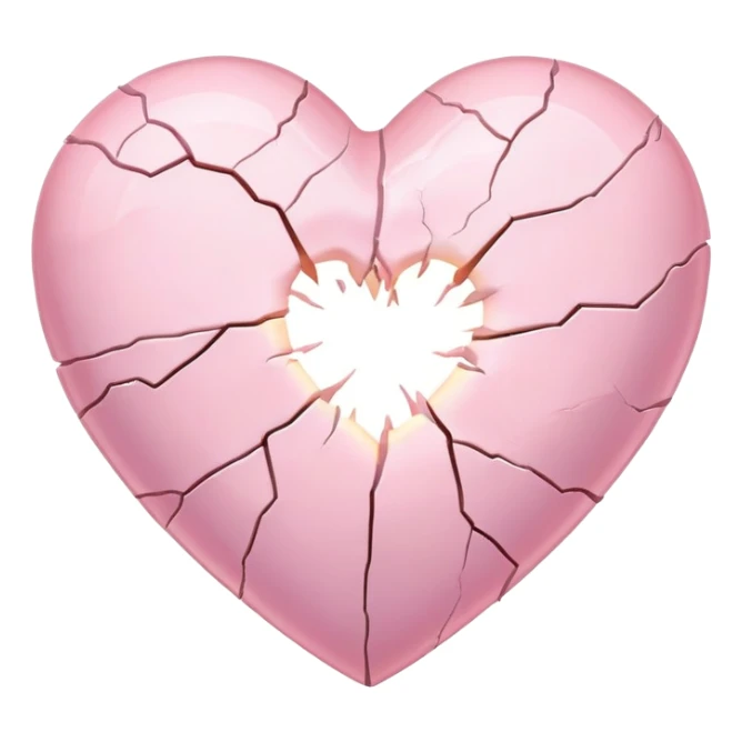 cracked pastel pink heart with light coming from inside sticker
