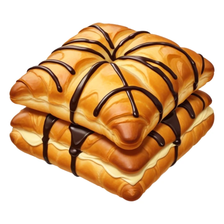 A square crossaint and it has chocolate on the edges sticker