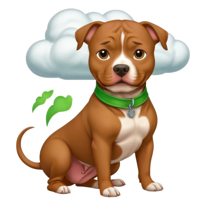 brown pit bull dog with green burp cloud  sticker