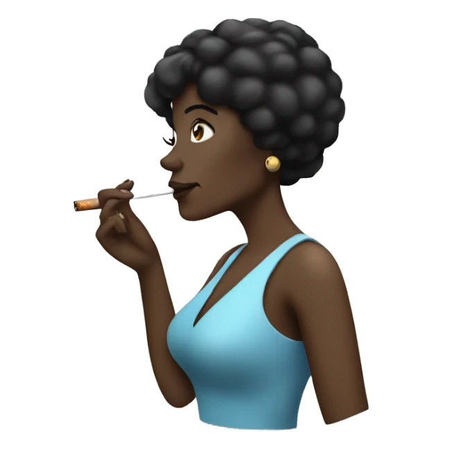 black haired woman smoking a cigarette  sticker
