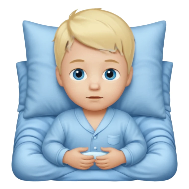Blond blue eyes baby boy with pajamas on sticker