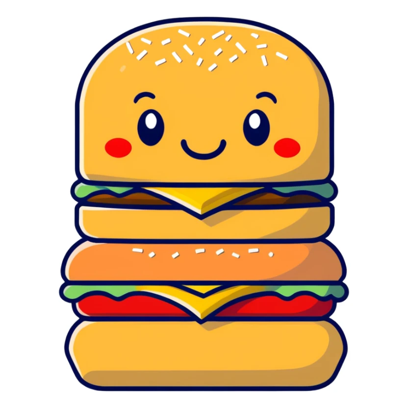 The popular Disney blue character Stitch sitting and eating a huge McDonalds hamburger sticker