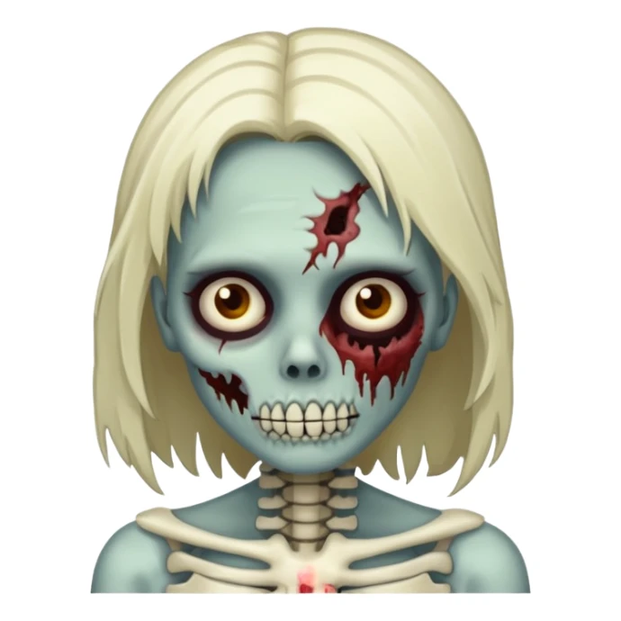 Undead zombie girl with half skeleton face sticker