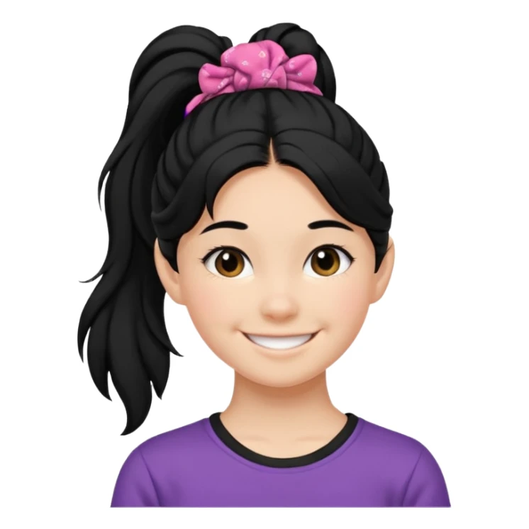 Teen girl with scrunchie ponytail black hair sticker