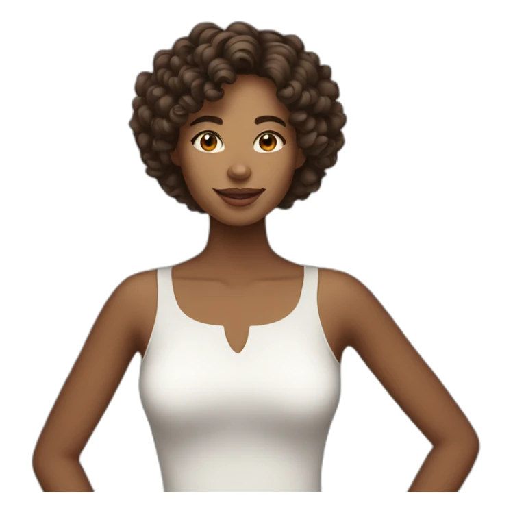 woman with medium brown skin with medium length curly hair sticker