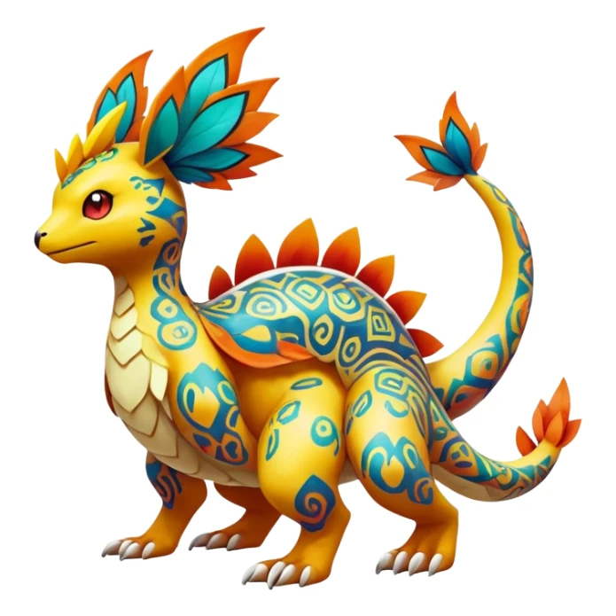exotic fantasy-creature-Fakémon-Pokémon, full body, with markings sticker