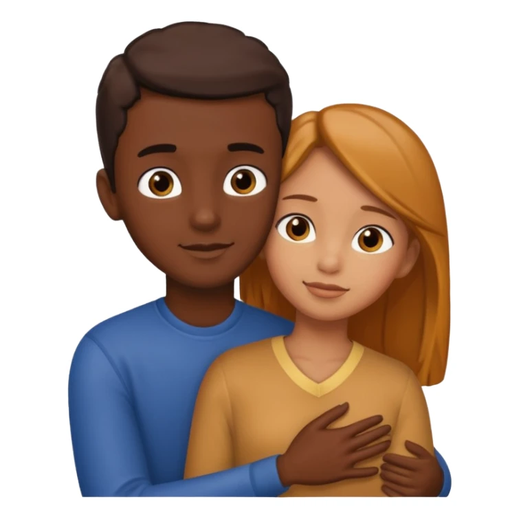 carmel girl and tall darkskin boy hugging  sticker