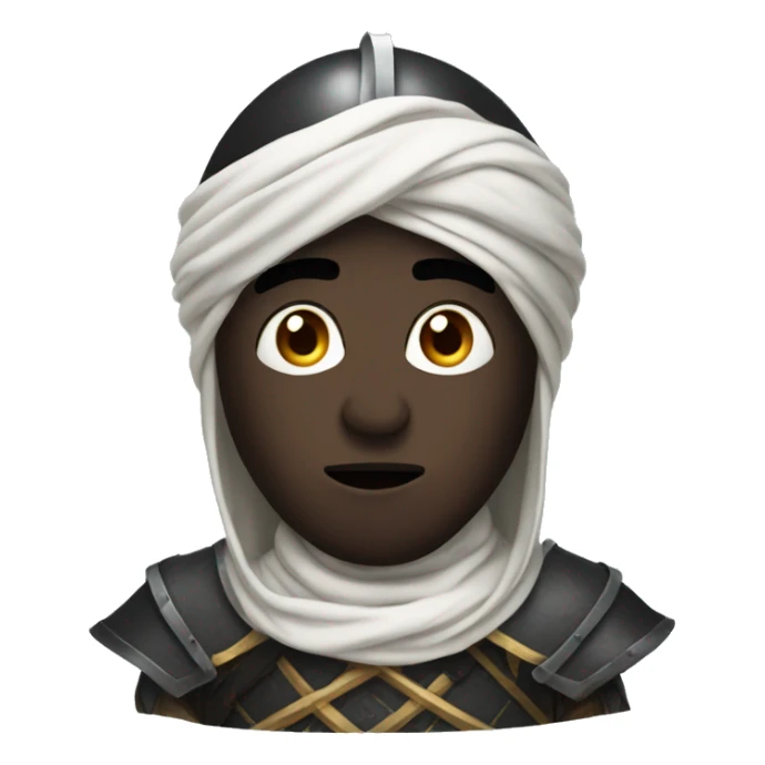 Black knight with Arabic features wearing turban very scared sticker