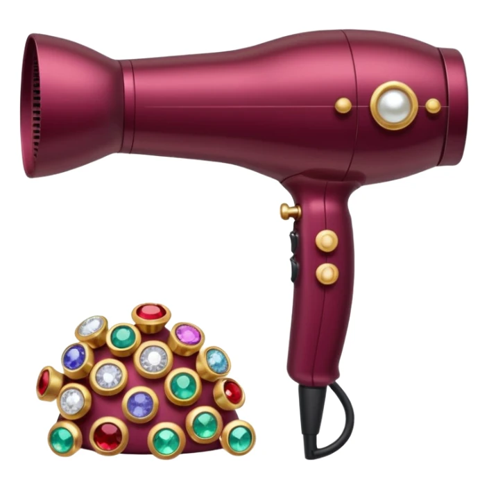 burgundy blow dryer covered in jewelry sticker