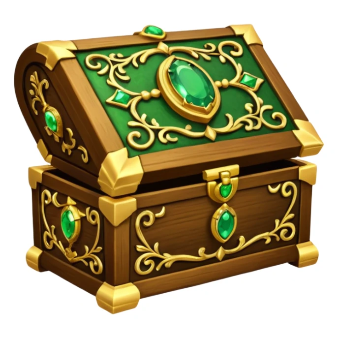 tresure box with motifs with green gem sticker
