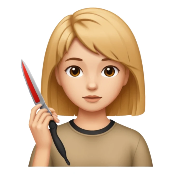 Girl cutting hair sticker