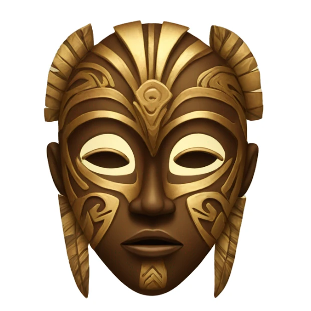 African tribal mask, golden and brown colors with ornament sticker