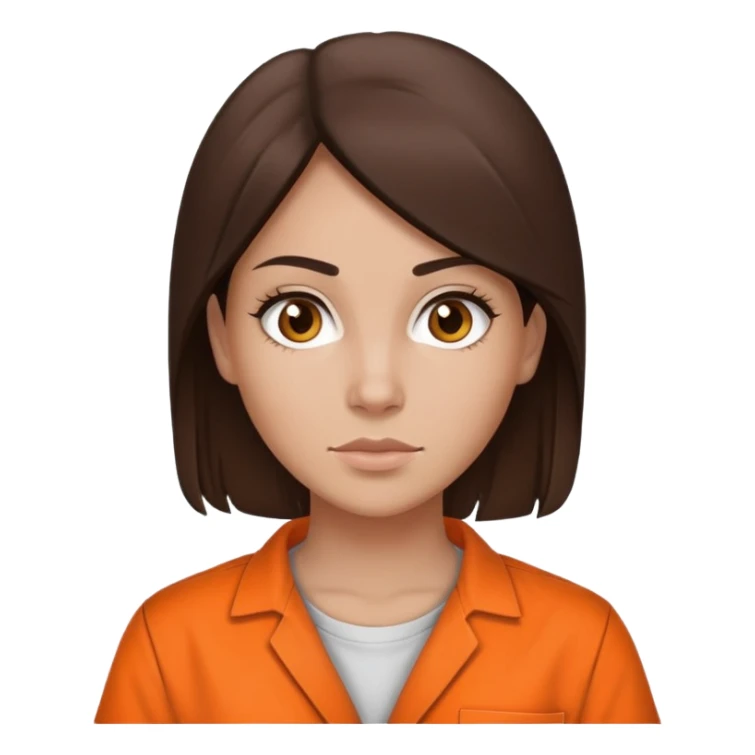 female prisoner in orange jumpsuit mugshot brunette sticker