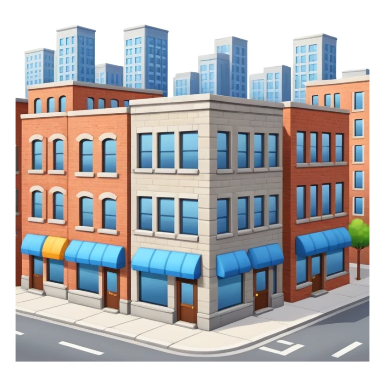 city street with buildings sticker