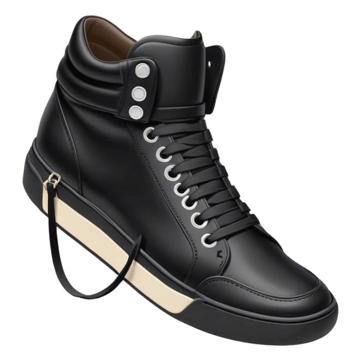 LANVIN Black Leather Curb Sneakers thick shoelaces  sticker