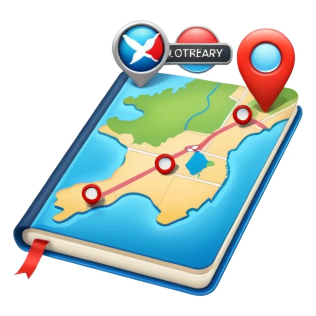 travel itinerary with map and checklist, no text or letters sticker