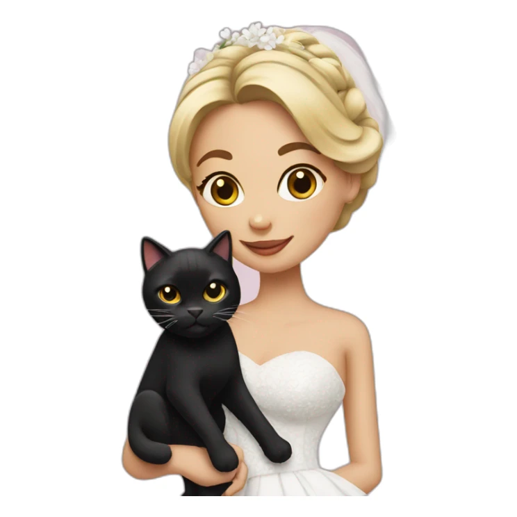 bride to be holding a black cat sticker