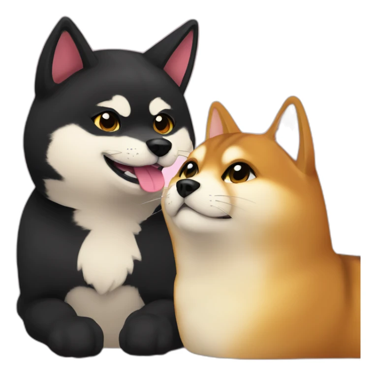 shibainu and black cat being-in-love sticker