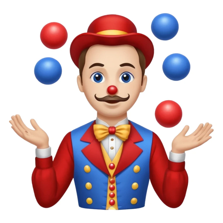 circus juggler juggling balls blue and white and red sticker