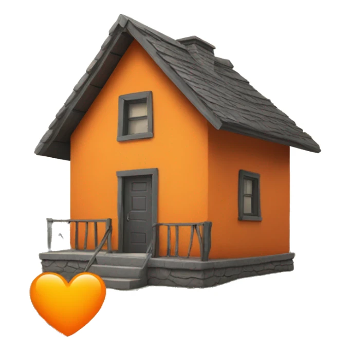 orange house with heart on the roof sticker