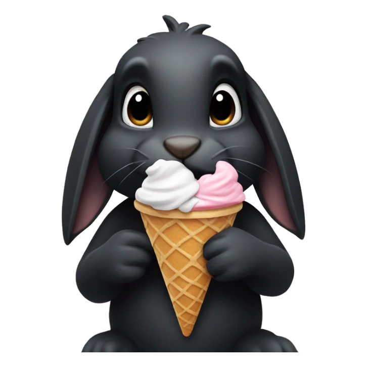 Black bunny eating a ice cream  sticker