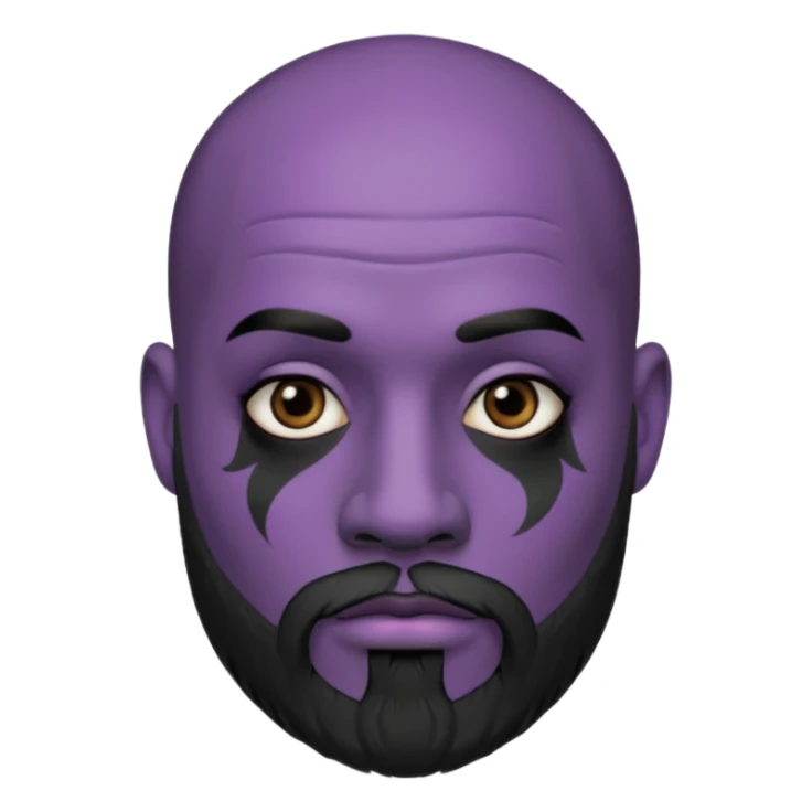 bald purple bearded man with black face tattoo sticker