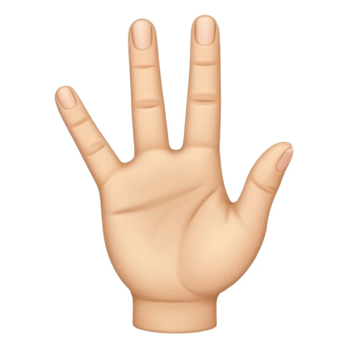 Palm facing hand with thumb index and middle finger out sticker
