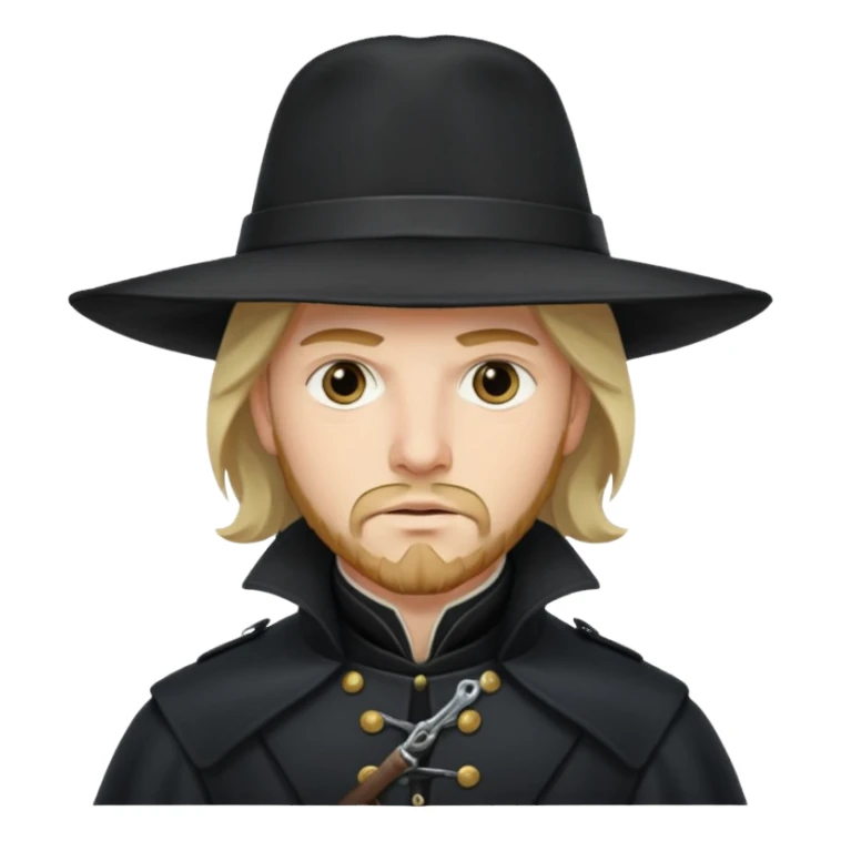 Athos, musketeer in black trench coat sticker