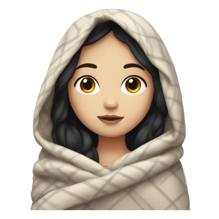 Pale  girl with dark hair cozy in a blanket sticker