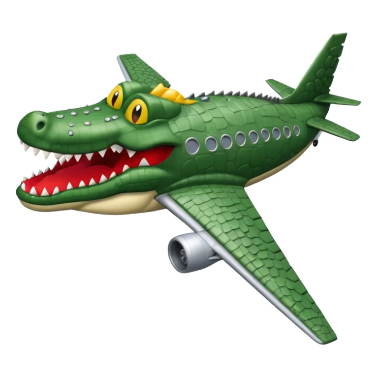 Un avions com cara de cocodrlilo i el cuerpo gris sticker