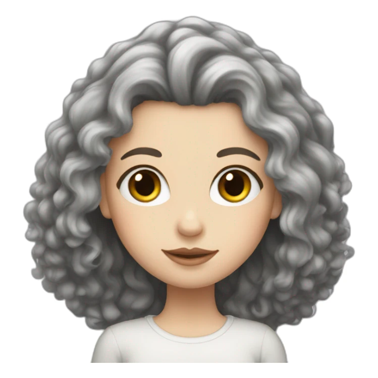 White girl with frizzy long black hair sticker