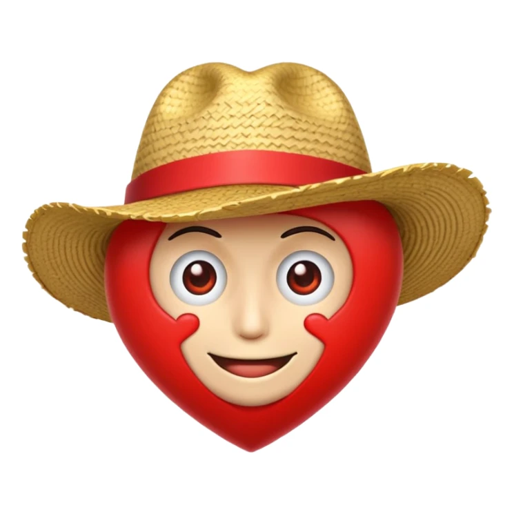 Crea un emoji de un corazón con el sombrero de luffy sticker