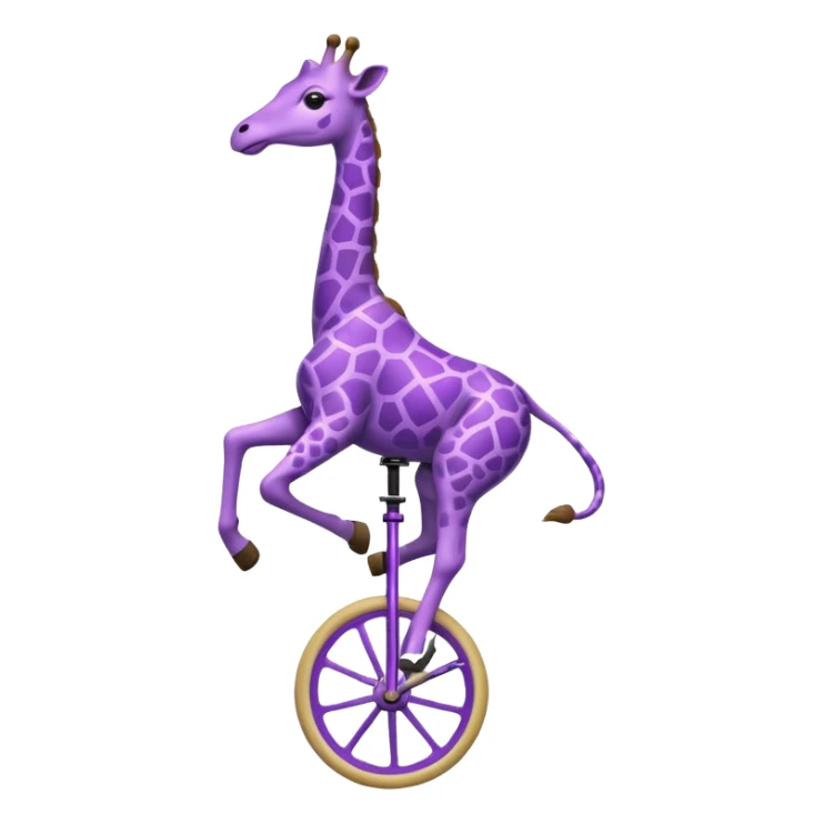 A purple giraffe riding a unicycle  sticker