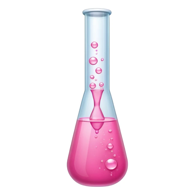 pink liquid in test tube simple bubbling tilted sticker