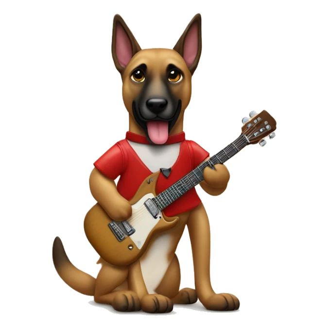 berger malinois debout qui joue de la guitar electric rock red popstar sticker