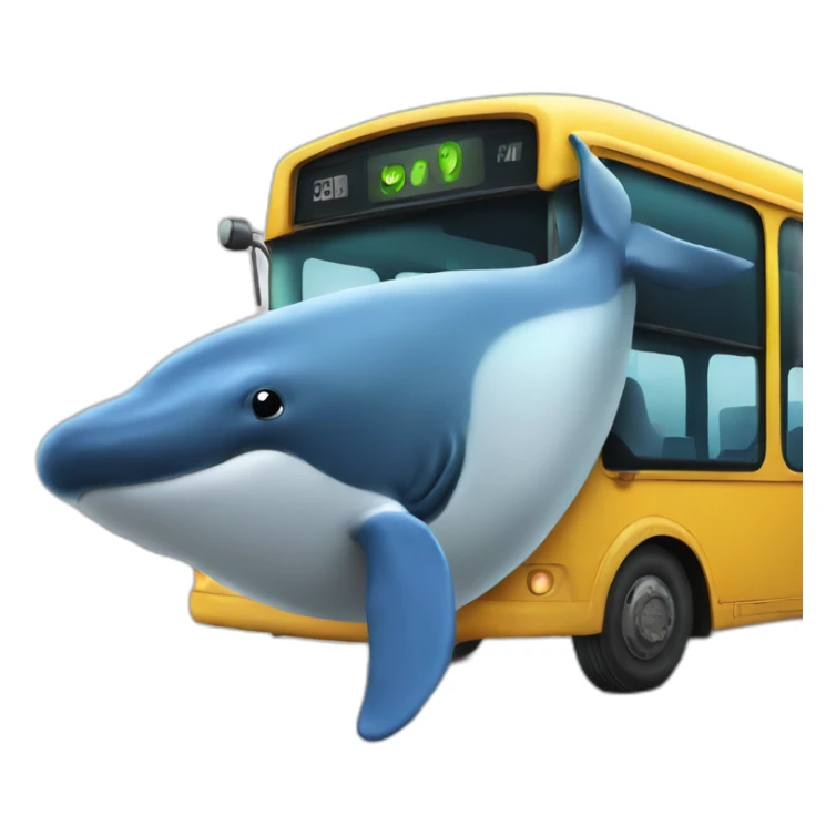 whale sitting in bus playing with his smartphone sticker