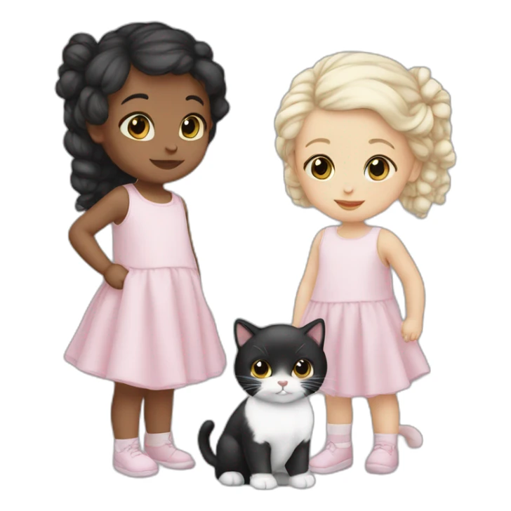 Baby girl -with 1 white cat- 1 black cat sticker
