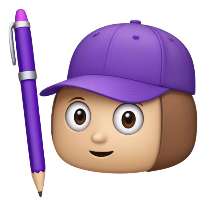 A plastic brown ball cap and the long rectangle purple. (With a pen) And looks like a BFDI style sticker