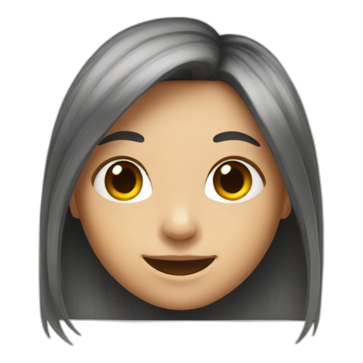 a girl with long har and a smile sticker