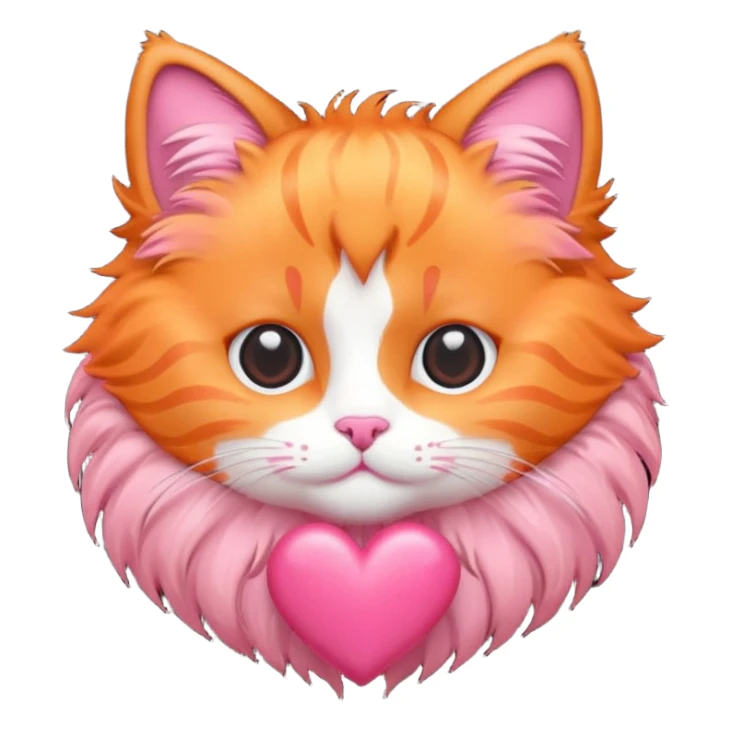 Gato naranja corazón rosa kawaii sticker